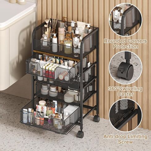 5-Tier Craft Organizer Cart with Wheels,Storage Cart with Drawers,Lockable Wheels Rolling Utility Cart,Makeup Cart with DIY Divider,Office Supply Organizer Cart,Ideal for Studio,Office,Bedroom,White in Saudi Arabia