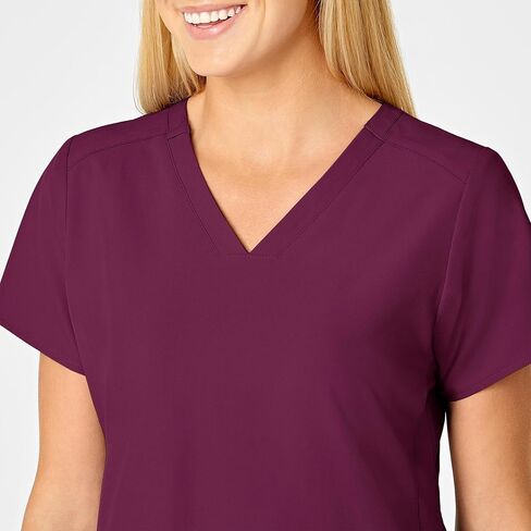 WonderWink Women's Plus-Size Women's Stylized V-Neck Top Shirt, Wine, 4-XLarge in Kuwait