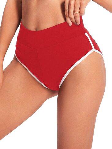 SweatyRocks Women's Elastic High Waisted Contrast Binding Workout Yoga Booty Shorts in Saudi Arabia