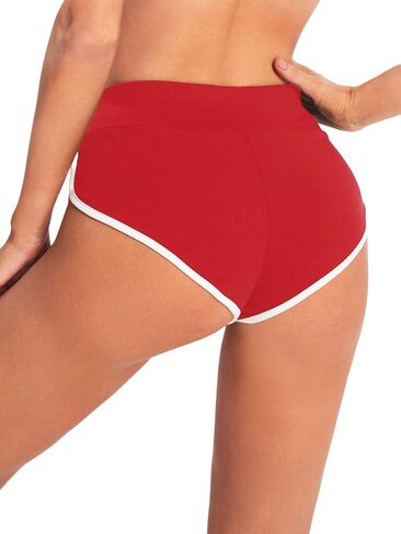 SweatyRocks Women's Elastic High Waisted Contrast Binding Workout Yoga Booty Shorts in Saudi Arabia