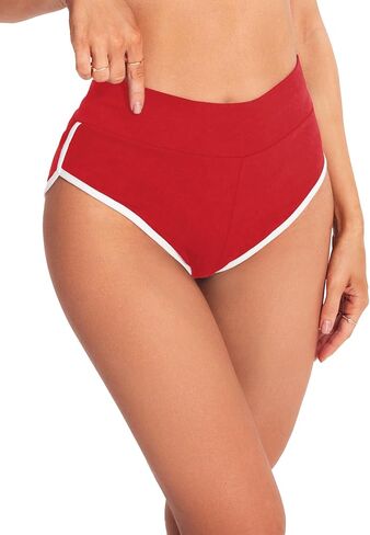 SweatyRocks Women's Elastic High Waisted Contrast Binding Workout Yoga Booty Shorts in Saudi Arabia