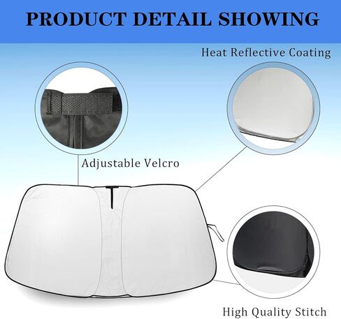Car Windshield Sunshade Compatible with Chevy 2019-2025 Silverado 1500 ONLY, Front Window Shades Foldable Windshield Cover Reflective Sun Visor Protector - Keep Your Car Cool in Kuwait