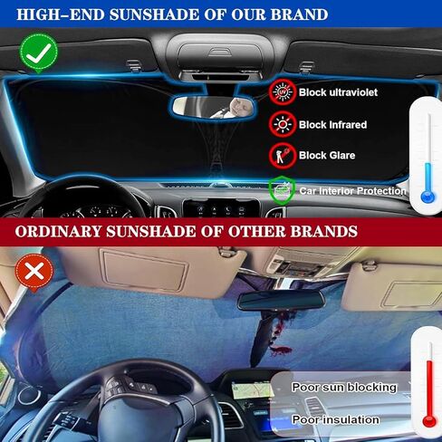 Car Windshield Sunshade Compatible with Chevy 2019-2025 Silverado 1500 ONLY, Front Window Shades Foldable Windshield Cover Reflective Sun Visor Protector - Keep Your Car Cool in Kuwait