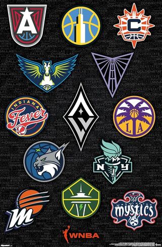 Trends International WNBA League - Logos 25 Wall Poster ، 34L × 22.4W ، إصدار غير مؤلف in Kuwait