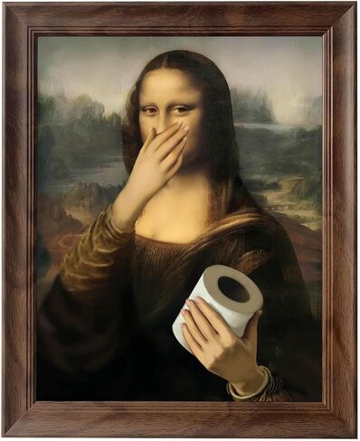 ToFlagify Mona Lisa Funny Bathroom Posters Wall Art Decor Cool Meme Retro Vintage Canvas Posters Pictures Prints Signs Restroom Toilet Room Framed 11x14 Inches in Saudi Arabia
