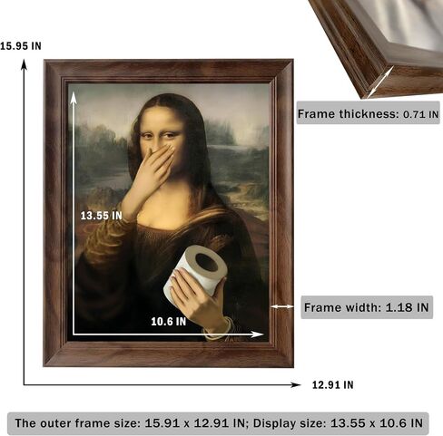 ToFlagify Mona Lisa Funny Bathroom Posters Wall Art Decor Cool Meme Retro Vintage Canvas Posters Pictures Prints Signs Restroom Toilet Room Framed 11x14 Inches in Saudi Arabia