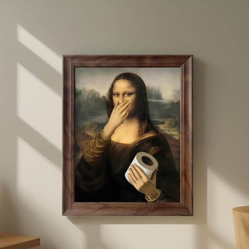 ToFlagify Mona Lisa Funny Bathroom Posters Wall Art Decor Cool Meme Retro Vintage Canvas Posters Pictures Prints Signs Restroom Toilet Room Framed 11x14 Inches in Saudi Arabia