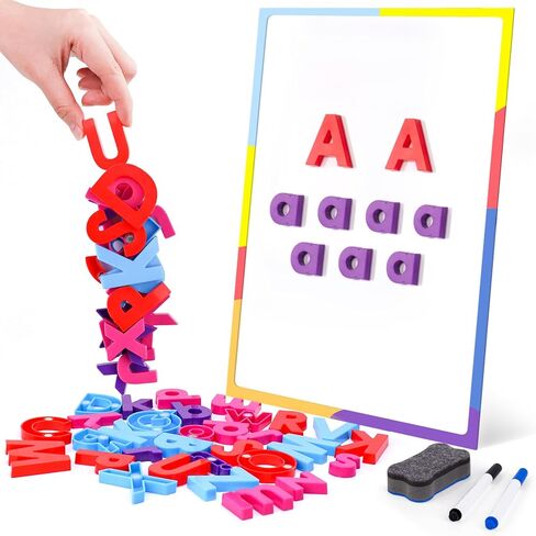 Magnetic Letters and Numbers Toy Set: Strong Magnetic 78 PCS Colorful Alphabet Magnets for Toddlers - Educational ABC 123 Fridge Magnets Construction Toys Incorporating Magnets in Saudi Arabia