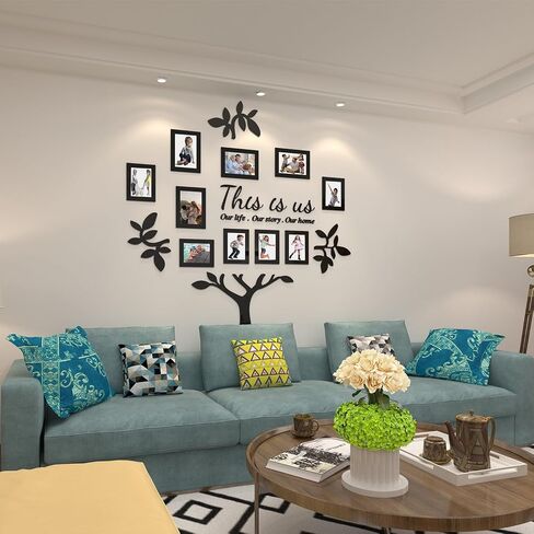 عائلة شجرة جدار ديكور الصورة إطار إطار الكولاج المنزل ديكورات الاكريليك 3D DIY ملصقات صور ملصقات الصور لغرفة المعيشة مع علامة المنزل هذا هو الولايات المتحدة in Saudi Arabia