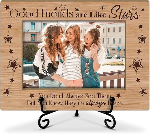 Friends Frame Friendship Gifts 4 x 6 Picture Frame Wooden Frame Photo Frame Tabletop Display for Living Room Office, Birthday Gifts for Women Coworkers Friends - Good Friends Are Like Stars Gifts -06 in Kuwait