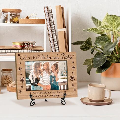 Friends Frame Friendship Gifts 4 x 6 Picture Frame Wooden Frame Photo Frame Tabletop Display for Living Room Office, Birthday Gifts for Women Coworkers Friends - Good Friends Are Like Stars Gifts -06 in Kuwait