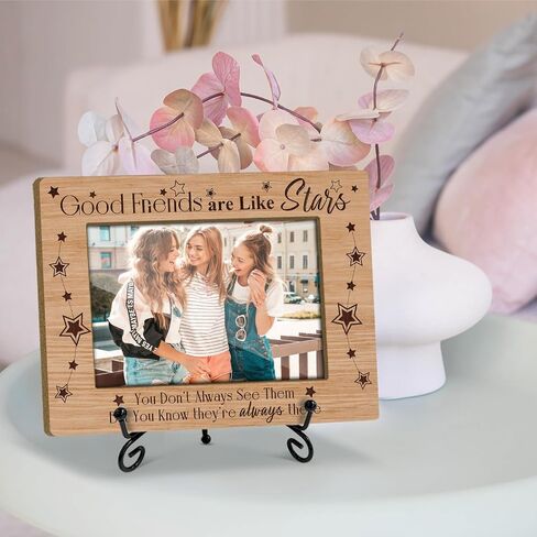 Friends Frame Friendship Gifts 4 x 6 Picture Frame Wooden Frame Photo Frame Tabletop Display for Living Room Office, Birthday Gifts for Women Coworkers Friends - Good Friends Are Like Stars Gifts -06 in Kuwait