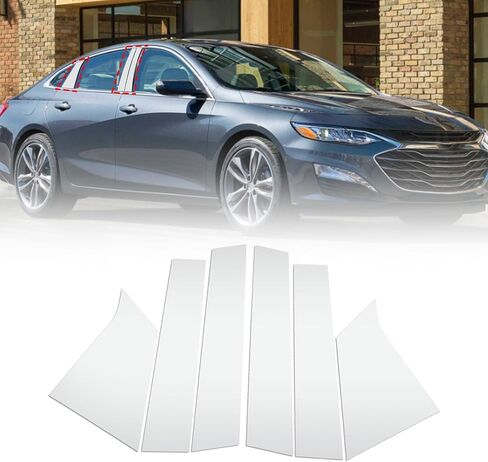 FZJDSD 6pcs Glossy Black Pillar Posts Door Trim Cover Anti Scratch Window Molding Door Compatible with Chevrolet Malibu 2016 2017 2018 2019 2020 2021 in Saudi Arabia