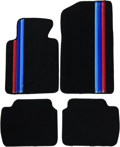 Floor Mats Compatible with BMW E46 3-Series 1999-2005, M3 Coupe 2001-2006, Premium Quality Front & Rear Factory Floor Mat M Color Stripe by IKON MOTORSPORTS in Saudi Arabia
