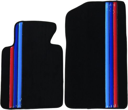 Floor Mats Compatible with BMW E46 3-Series 1999-2005, M3 Coupe 2001-2006, Premium Quality Front & Rear Factory Floor Mat M Color Stripe by IKON MOTORSPORTS in Saudi Arabia