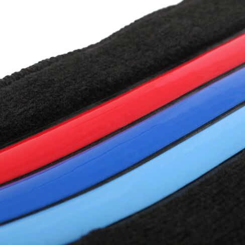 Floor Mats Compatible with BMW E46 3-Series 1999-2005, M3 Coupe 2001-2006, Premium Quality Front & Rear Factory Floor Mat M Color Stripe by IKON MOTORSPORTS in Saudi Arabia