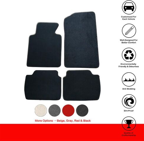 Floor Mats Compatible with BMW E46 3-Series 1999-2005, M3 Coupe 2001-2006, Premium Quality Front & Rear Factory Floor Mat M Color Stripe by IKON MOTORSPORTS in Saudi Arabia