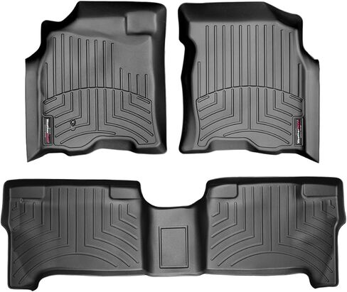 Weathertech مخصص FIRELLOLERS لسيارة Toyota Tundra Double Cab ، أوتوماتيكي-الصف الأول والثاني (44030-1-2) ، أسود in Kuwait
