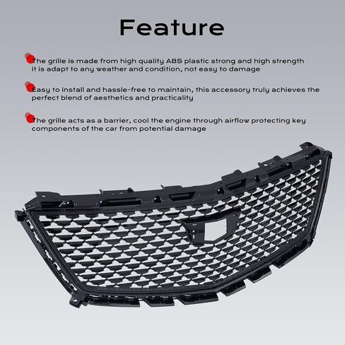KARPAL Front Upper Grille Fit for 2016-2023 Cadillac XT5 Black Diamond in Saudi Arabia