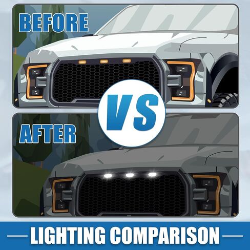 Grill LED Light Front Grille Lights for Ford F150 F250 F350 2004-2019 White Light Black (Set of 3) in Saudi Arabia