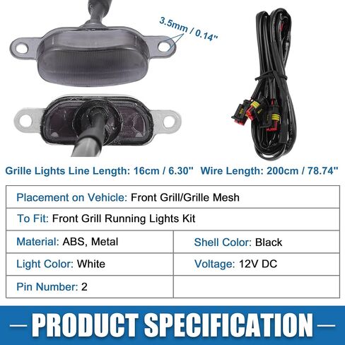 Grill LED Light Front Grille Lights for Ford F150 F250 F350 2004-2019 White Light Black (Set of 3) in Saudi Arabia