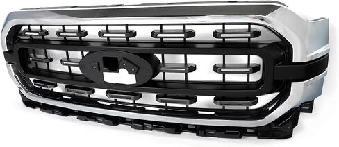 إطار Chrome+الشبكة الأمامية السوداء غير اللامعة تناسب 2021-2023 Ford F150 XLT Style Pumper Grill Reply for ML3Z-8200-AA ، ML3Z-8200-CA in Kuwait