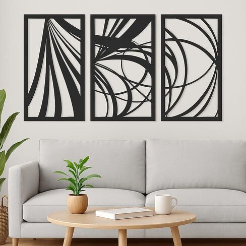 Murallz Metal Wall Art Set of 3 - Modern Design Frames for Home and Office Décor - Perfect for Living Room, Bedroom, Kitchen, Bathroom, and More - Ready to Hang Decorative Wall Accents in Saudi Arabia