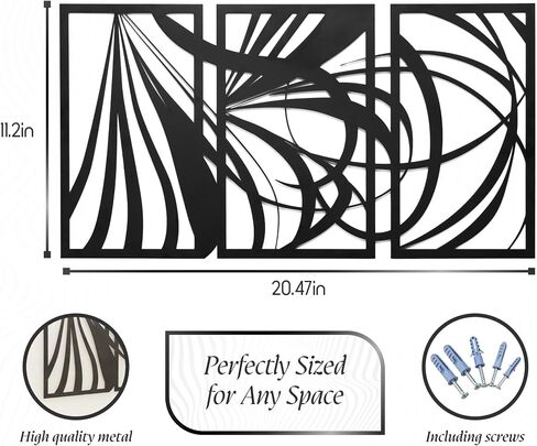 Murallz Metal Wall Art Set of 3 - Modern Design Frames for Home and Office Décor - Perfect for Living Room, Bedroom, Kitchen, Bathroom, and More - Ready to Hang Decorative Wall Accents in Saudi Arabia