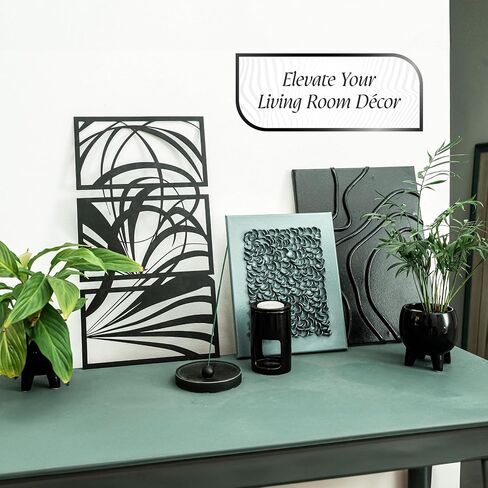 Murallz Metal Wall Art Set of 3 - Modern Design Frames for Home and Office Décor - Perfect for Living Room, Bedroom, Kitchen, Bathroom, and More - Ready to Hang Decorative Wall Accents in Saudi Arabia