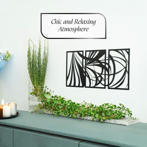 Murallz Metal Wall Art Set of 3 - Modern Design Frames for Home and Office Décor - Perfect for Living Room, Bedroom, Kitchen, Bathroom, and More - Ready to Hang Decorative Wall Accents in Saudi Arabia