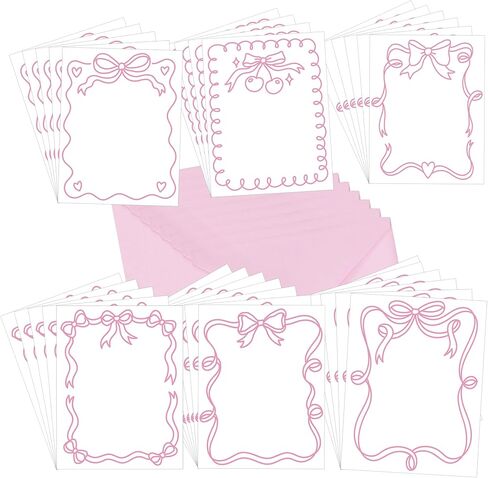 48 Pcs Valentine's Day Stationery Letter Sweet Pink Love Heart Letter Writing Paper - 8.5 x 11 Inch Pink Letter Writing Paper Set for Valentine's Day,Wedding,Anniversary & Crafting 4 Designs (Pink) in Saudi Arabia