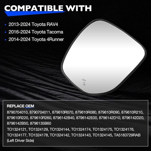 BSD زجاج مرآة مسخن ، متوافق مع 13-25 تويوتا RAV4 Tacoma 4runner Mirror ، استبدل 879610R280 8796142E20 879610R100 8796142D30 8796135B90 87904021 اليسر in Saudi Arabia
