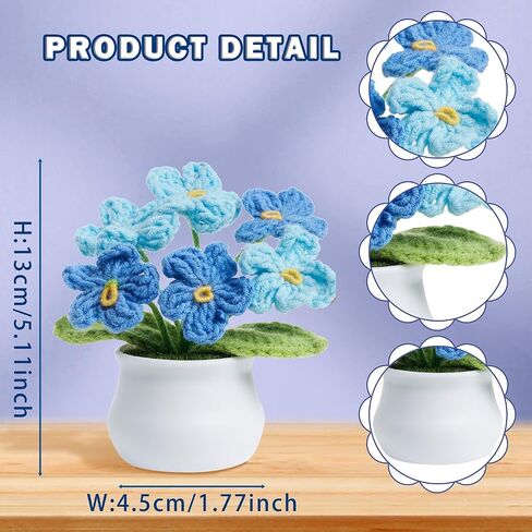 Zhiyuxi Crochet Flowers Flowers Higds Tradient Blue Frise Me Not Flower Gift for Birthday of Teacher Day Day Taversary Flower Theknited Flower in Kuwait