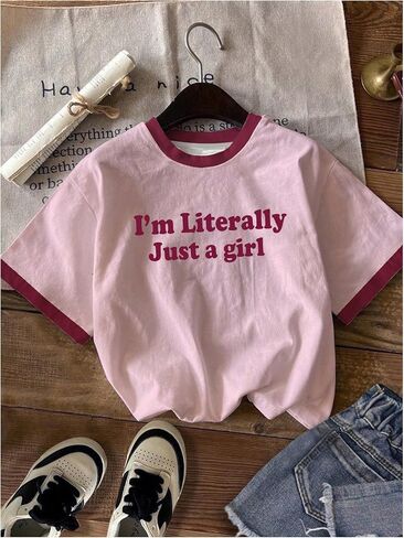 SweatyRocks Girl's 3 Pack Cute Letter Graphic T Shirt Crewneck Short Sleeve Summer Casual Tee Shirt in Kuwait