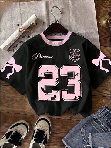 SweatyRocks Girl's 3 Pack Cute Letter Graphic T Shirt Crewneck Short Sleeve Summer Casual Tee Shirt in Kuwait