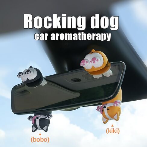KOMMI Cute Car Rocking Dog Air Fresheners Cologne Ocean Long Lasting Pet Perfume Puppy Deodorizing Dogs Refresher Swinging Puppy Internal Hanging Ornament (Grey) in Saudi Arabia
