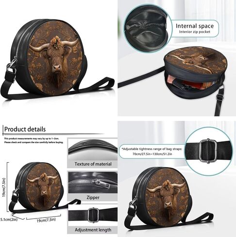 Circle Purse Set for Women Girls, PU Round Crossbody Bag with PU Wallet for Party Work in Kuwait