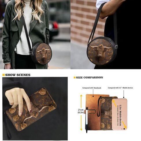 Circle Purse Set for Women Girls, PU Round Crossbody Bag with PU Wallet for Party Work in Kuwait