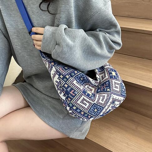 eylun نساء corduroy crossbody حقيبة صغيرة حقيبة الكتف حقيبة يد قابلة للتعديل مصغرة الهلال in Saudi Arabia