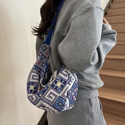 eylun نساء corduroy crossbody حقيبة صغيرة حقيبة الكتف حقيبة يد قابلة للتعديل مصغرة الهلال in Saudi Arabia