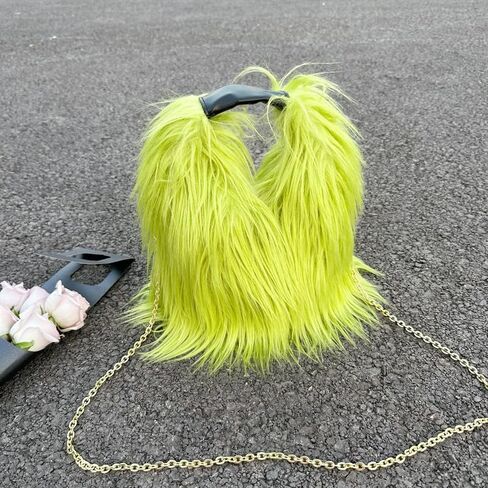 Women Cute Plush Furry Hobo Bag Faux Fur Super Soft Fluffy Clutch Tote Bag Crossbody Shoulder Handbag For Daily Travel in Saudi Arabia