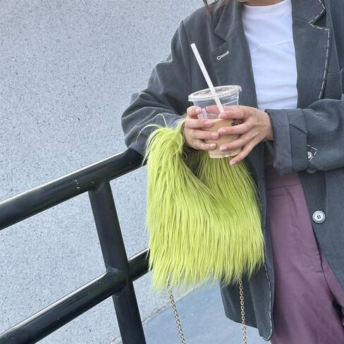Women Cute Plush Furry Hobo Bag Faux Fur Super Soft Fluffy Clutch Tote Bag Crossbody Shoulder Handbag For Daily Travel in Saudi Arabia