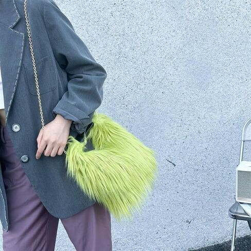 Women Cute Plush Furry Hobo Bag Faux Fur Super Soft Fluffy Clutch Tote Bag Crossbody Shoulder Handbag For Daily Travel in Saudi Arabia