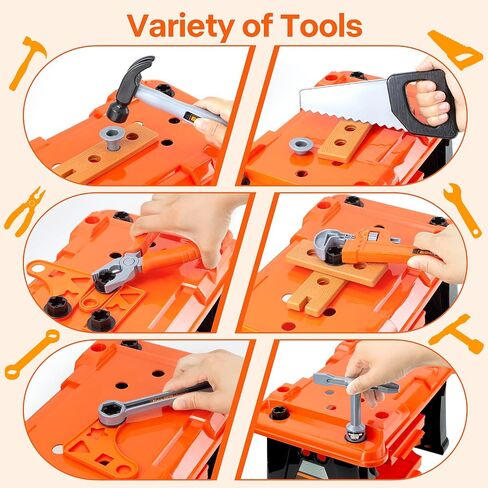 Zealous 48pcs Kids Tool Set with Tool Box & Electronic Toy Drill, Pretend Play Kids Construction Kits for Kids Ages 3-5 Years Old, Toddler Boy Toys (Yellow) in Saudi Arabia