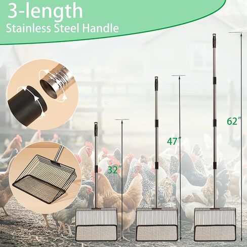 Chicken Poop Scooper - 54'' Metal Chicken Litter Scoop with Long Handle for Coop in Saudi Arabia