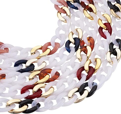 Pandahall 10 خيوط سلاسل بلاستيكية كبح جماح 14.96 "~ 15.35" روابط سلسلة ألوان مختلطة لسلاسل نظارات الحبل صنع المجوهرات in Saudi Arabia