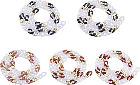 Pandahall 10 خيوط سلاسل بلاستيكية كبح جماح 14.96 "~ 15.35" روابط سلسلة ألوان مختلطة لسلاسل نظارات الحبل صنع المجوهرات in Saudi Arabia