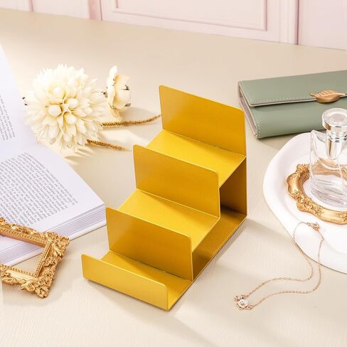 Blulu 2 Pcs 3 Tiers Gold Metal Wallet Rack Handbag Display Stand Wallet Clutch Holder Purse Stand Display Retail Store Supplies in Saudi Arabia