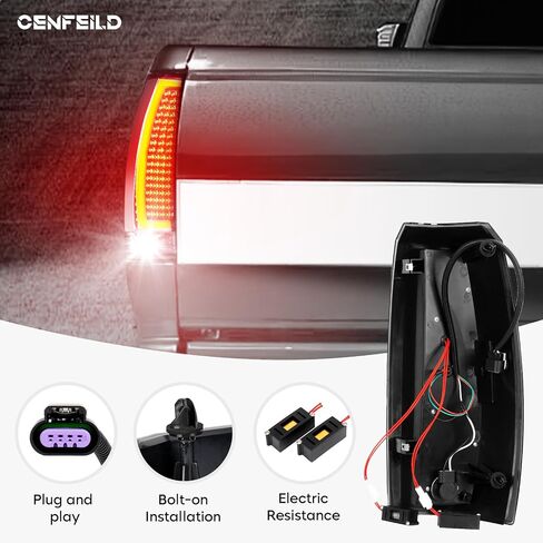 LED Tail Lights Assembly Compatible with Chevy Avalanche 2007-2013, Rear Brake Lamp Taillights Set, Black Housing Smoked Lens in Saudi Arabia