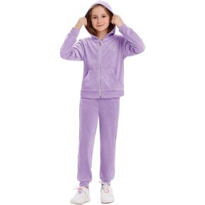 Stelle Girls Velour Tracksuits 2 Piece Sweatsuit Outfit Zip Up Hoodie and Jogger Sweatpants Athletic Clothing Sets in Kuwait
